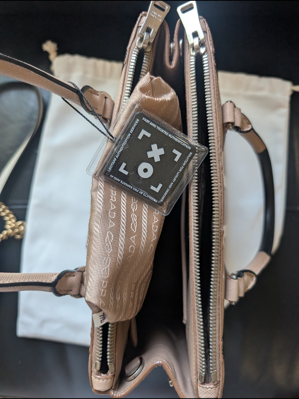 PRADA tricolor stripe Saffiano Top Handle Satchel - Picture 9 of 17